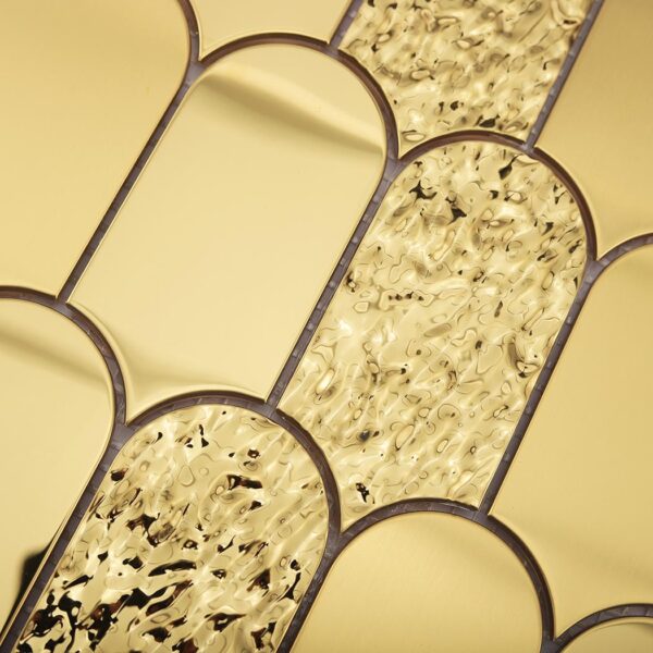 Gold-Ripple-Fan-Metal-Mosaic-Tile-Texture Gold Ripple Fan Metal Wall Tile for Glamorous Interior Walls