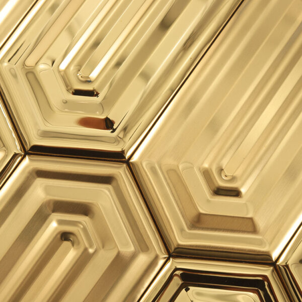 Brushed and Mirror Gold Picket Stainless Steel Mosaic Tile