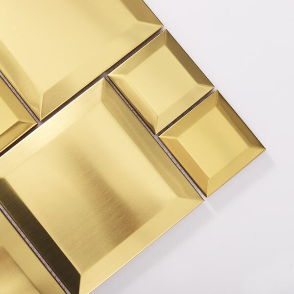 Gold Brushed Stainless Steel Beveled Modular Mosaic Tile