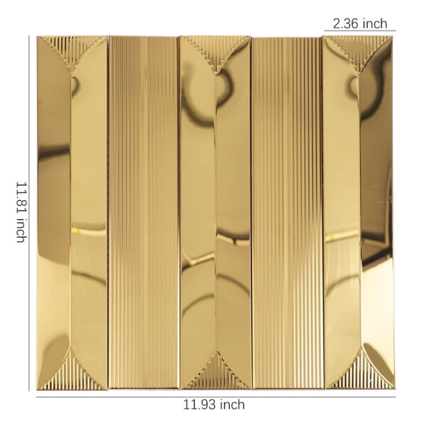 Gold-metal-tile-with-size-dimensions Gold Flute Long Subway Stainless Steel Mosaic Wall Tile
