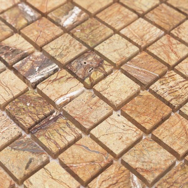 Brown Marble Square Mosaic Tile for Warm Feature Walls