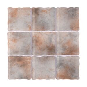 Gray Rust Orange Square Glass Mosaic Industrial Bathroom Floors, Kitchen Backsplashes Tile