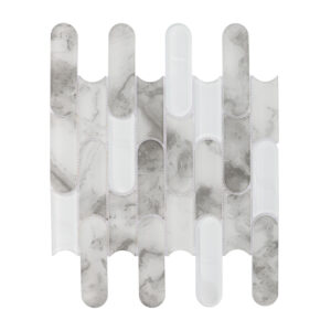 Gray Scalloped Linear Glass Mosaic Tile for Wet Bars, Hotel Lobbies and Reception Walls