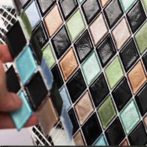Nanyang style Multicolor Diamond Glass Mosaic Tiles