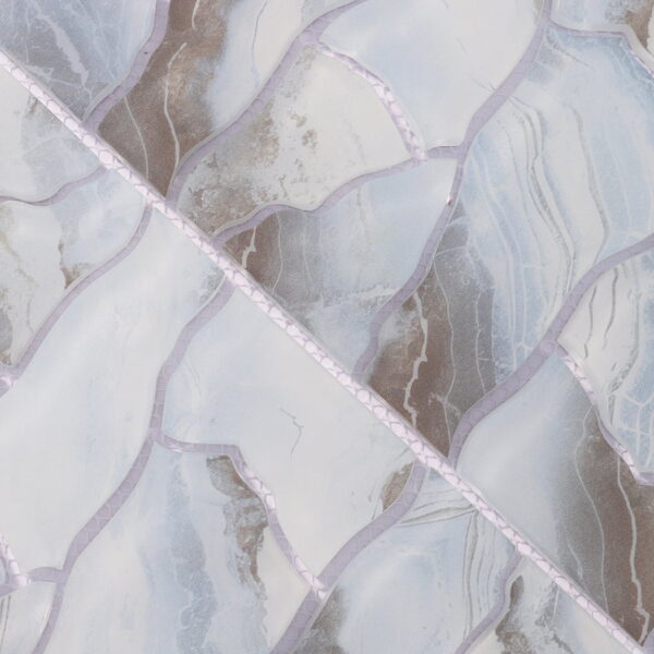 Ice Blue Brown Irregular Glass Mosaic Coastal Laundry Room, Reception Desk, Hotel Feature Wall Tile