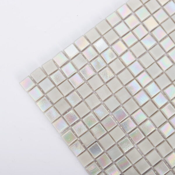 Iridescent Light Gray Water Glass Square Tile Shower Walls and Backsplashes Mosaic