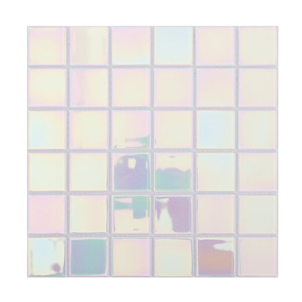 Pearlescent White Glass Square Mosaic  Backsplash and Bathroom Tile