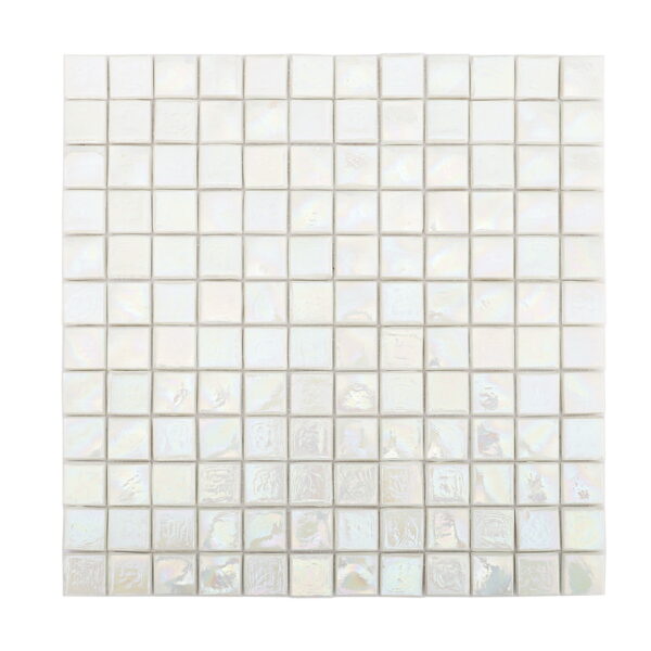 Iridescent White Square Glass Mosaic Backsplashes Shower Tile