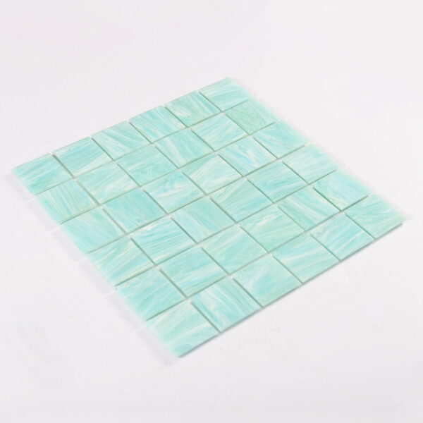 Mint Green Glass Square Shower Tile Backsplash and Bathroom Walls Mosaic