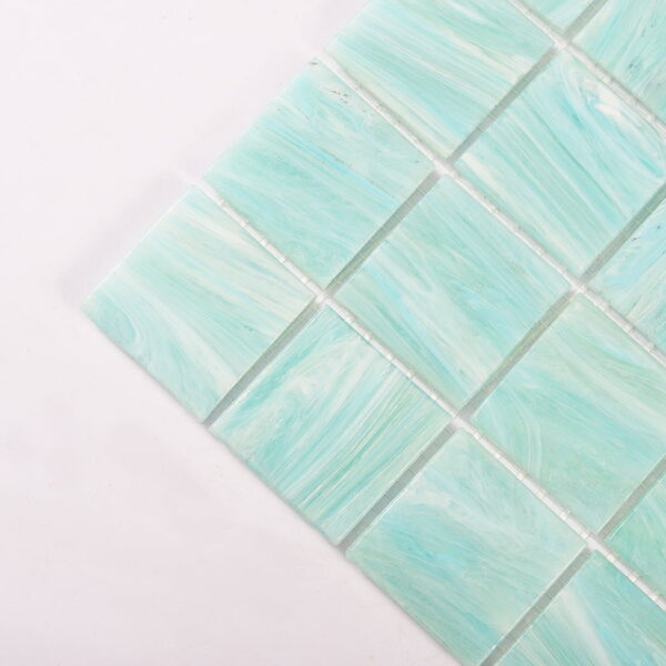 Mint Green Glass Square Shower Tile Backsplash and Bathroom Walls Mosaic