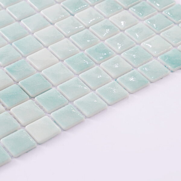 Mint-Green-Mosaic-Tile-Glossy-Surface Mint Green Recycled Glass Mosaic Uniform Square Wall and Floor Tile