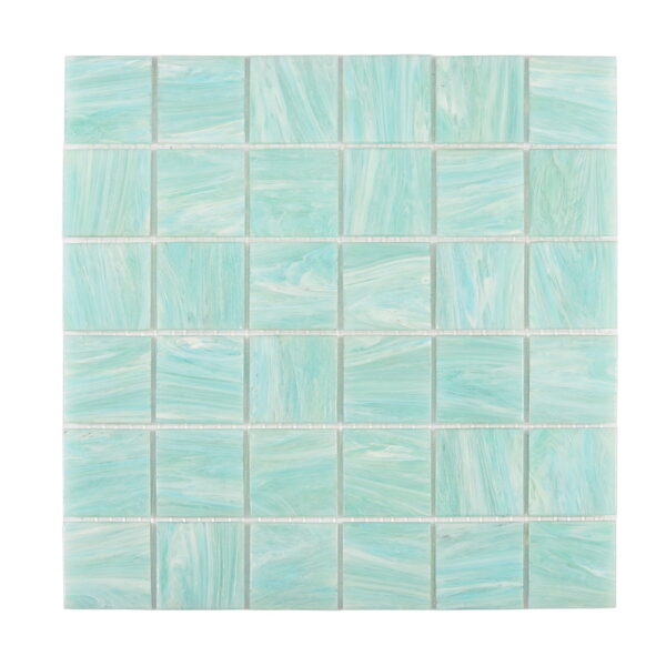 Mint Green Glass Square Shower Tile Backsplash and Bathroom Walls Mosaic