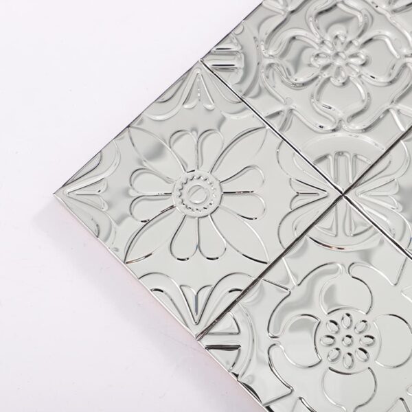 Floral Patterns With Raised 3D Texture Metal Mosaic Tile