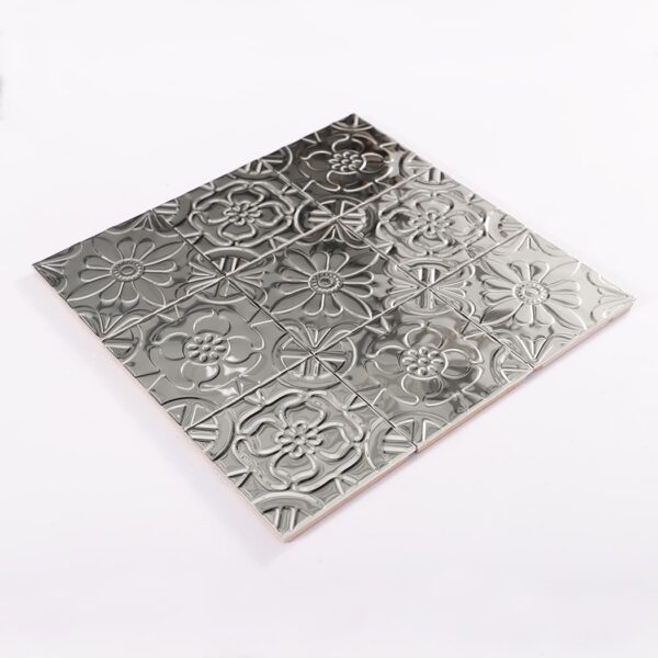 Floral Patterns With Raised 3D Texture Metal Mosaic Tile