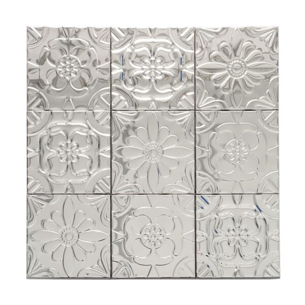 Floral Patterns With Raised 3D Texture Metal Mosaic Tile