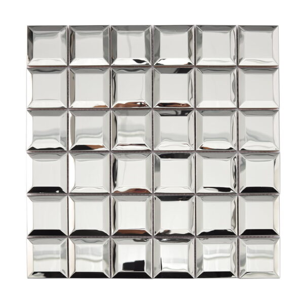 Mirror-silver-square-stainless-steel-mosaic-front-view Mirror Silver Beveled Stainless Steel Square Mosaic Tile