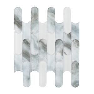 Blue Gray Rounded Linear Tile Mosaic Laundry Rooms, Café Counters and Accent Walls Mosaic
