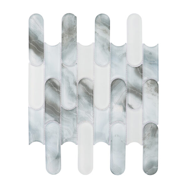 Blue Gray Rounded Linear Tile Mosaic Laundry Rooms, Café Counters and Accent Walls Mosaic