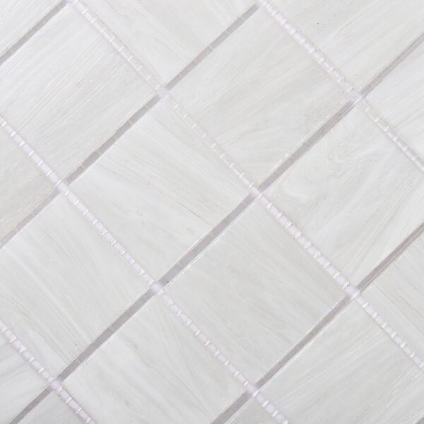 Pearl White Glass Mosaic Square Tile for Bathroom Kitchen and Pool
