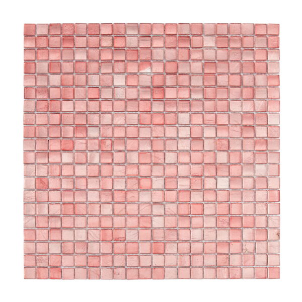 Pink-glass-mosaic-tile-full-sheet-front-view Light Pink Foil Glass Square Mosaic Wall Tile