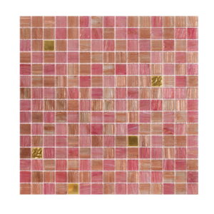 Pink-mosaic-tile-sheet-with-gold-accents,-arranged-in-a-grid-pattern Blush Pink Mixed 24K Gold Foil Glass Mosaic Tiles