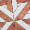 Red Travertine and White Marble Geometric Wall and Floor Tile