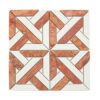 Red Travertine and White Marble Geometric Wall and Floor Tile