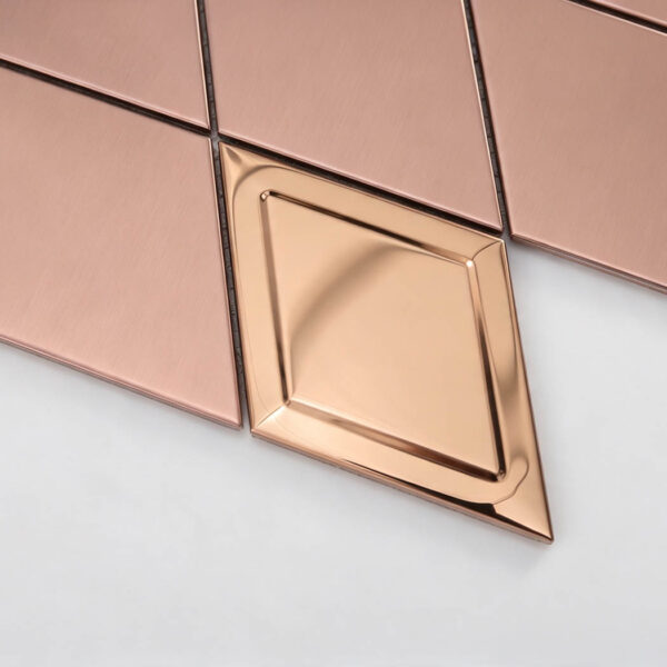 Rose Gold Diamond Metal Wall Mosaic Backsplash Tile