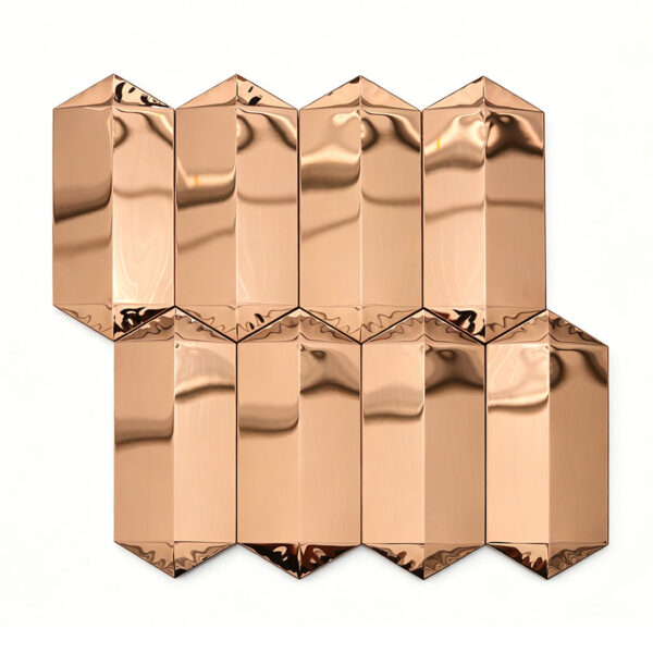 Rose Gold Mirror Stainless Steel Picket Beveled Mosaic Tile