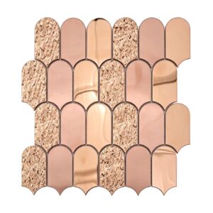 Rose Gold Mixed Finish Scallop Stainless Steel Mosaic Wall Tile