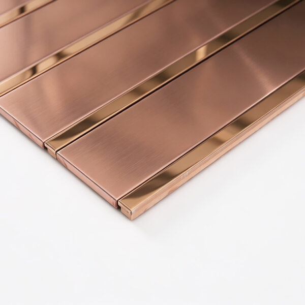 Rose-Gold-Stainless-Steel-Striped-Tile-Edge-Profile Luxury Decorative Metal Striped Shower Bathroom Kitchen Wall Backsplash Tile