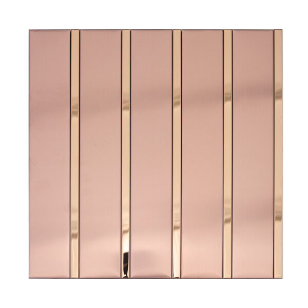 Rose-Gold-Stainless-Steel-Striped-Tile-White-Background Luxury Decorative Metal Striped Shower Bathroom Kitchen Wall Backsplash Tile
