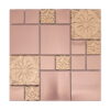 Rose Gold Stainless Steel Mosaic Wall Tile with Embossed Flower Design