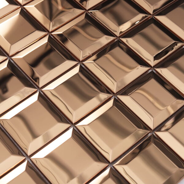 Glossy Rose Gold Square Stainless Steel Mosaic Tile for Modern Interior Walls