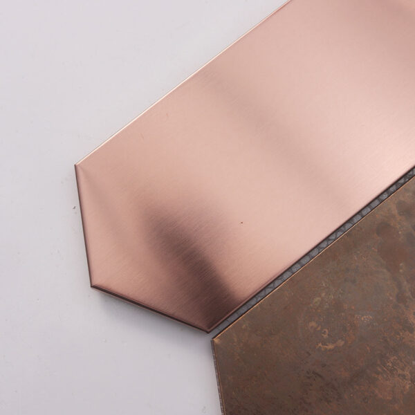 Rose Gold Brushed Stainless Steel Rust Copper Hexagon Wall Tile