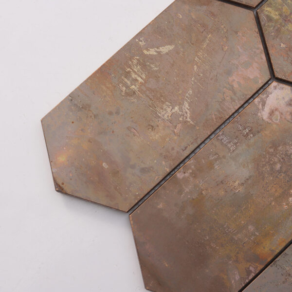 Rusted-Copper-Hexagon-Mosaic-Tile-Close-Up-Texture-Detail Elongated Hexagon Rusted Copper Tile Feature Wall Mosaic