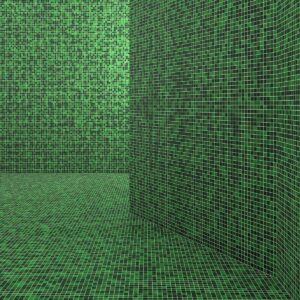 Shower-area-with-green-mosaic-tiles-covering-the-walls-and-floor-0 Moss Green Multicolor Mixed Glass Mosaic Tiles
