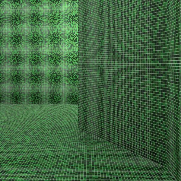 Shower-area-with-green-mosaic-tiles-covering-the-walls-and-floor-0 Moss Green Multicolor Mixed Glass Mosaic Tiles