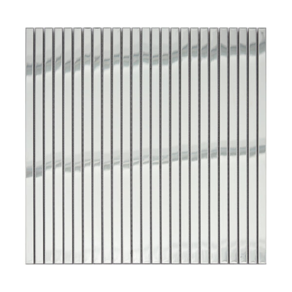 Silver-Stainless-Steel-Pencil-Tile-Front-View Silver Mirror Metal Pencil Tile Kitchen Backsplash and Shower Accent Mosaic