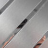 Silver-Stainless-Steel-Striped-Tile-Surface-Detail Modern Silver Metal Striped Shower Tile Kitchen Backsplash and Bathroom Mosaic