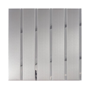 Modern Silver Metal Striped Shower Tile Kitchen Backsplash and Bathroom Mosaic