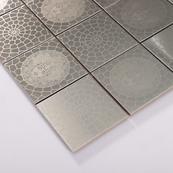 Silver Brushed Square Stainless Steel Mosaic Backsplash Tile 12 in. x 12 in.