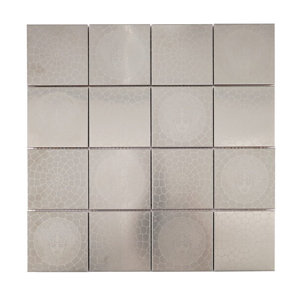Silver Brushed Square Stainless Steel Mosaic Backsplash Tile 12 in. x 12 in.