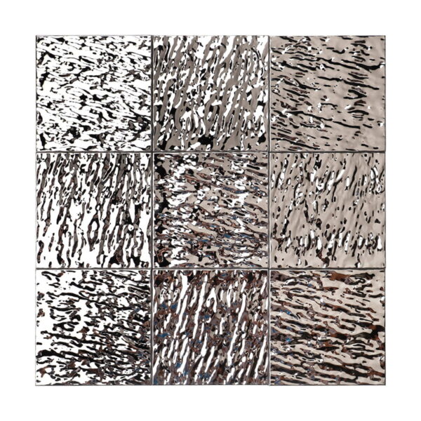 Metallic Wavy 3D Stainless Steel Mosaic Tiles