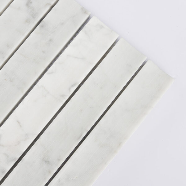 Carrara White Fluted Marble Kit Kat Tile Kitchen Backsplash and Bathroom Wall Mosaic