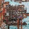 Venice Water City Handmade Glass Mosaic Mural Tile with Gondola Canal Scene