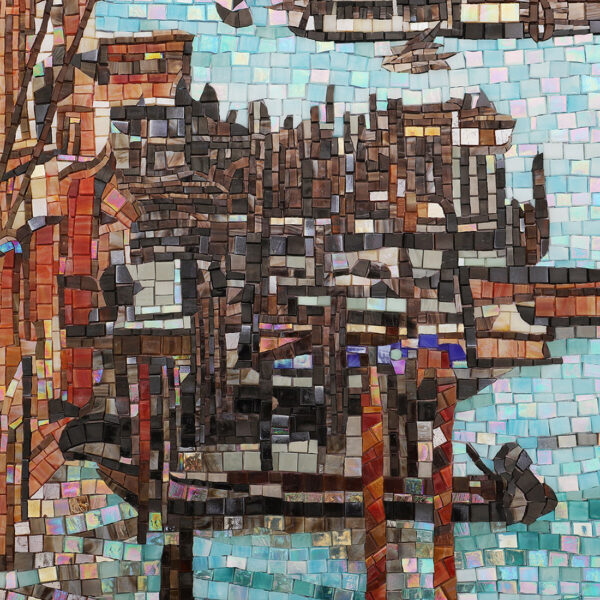 Venice Water City Handmade Glass Mosaic Mural Tile with Gondola Canal Scene