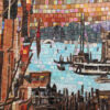 Venice Water City Handmade Glass Mosaic Mural Tile with Gondola Canal Scene