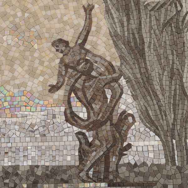 Vintage-Garden-Statue-Mosaic-Detail European Garden Vintage Handmade Glass Mosaic Mural Tile