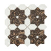 White Brown Marble Flower Mosaic Tile